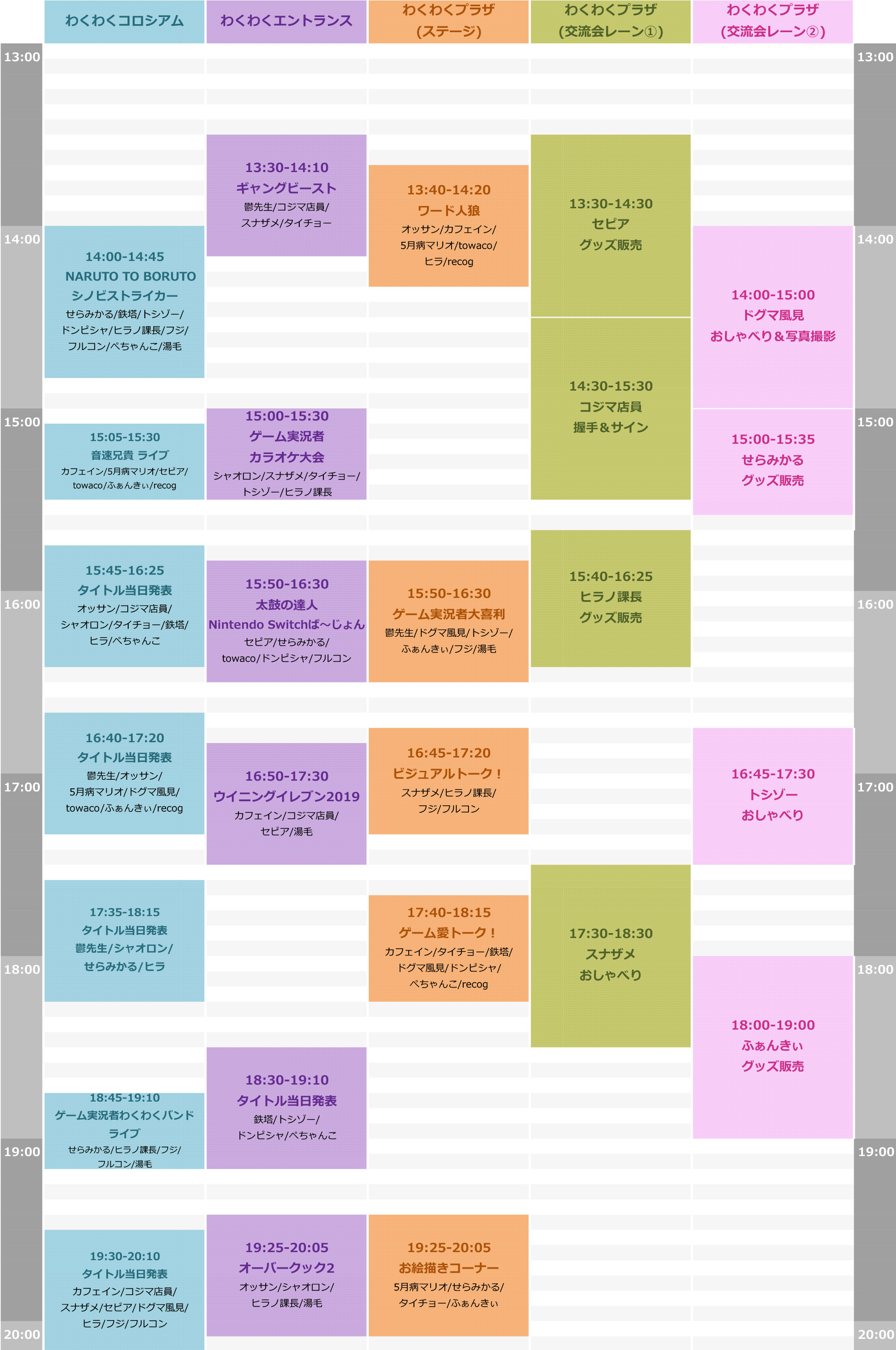 Timetable ゲーム実況わくわくフェスティバル Ver 5